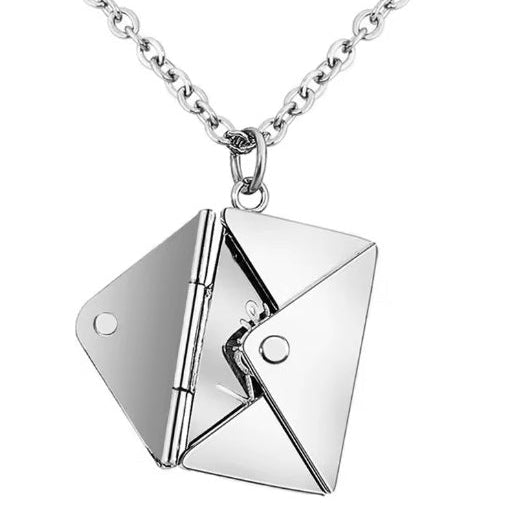 сребристо колие от стомана с имена или послание